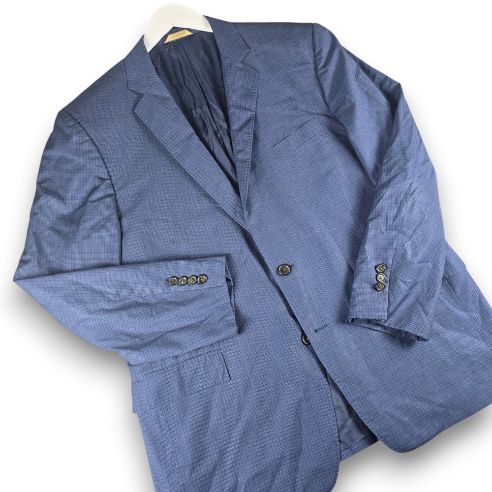 Brooks Brothers Regent Sport Coat Mens 46R Blue Reda Italian Wool Check Blazer